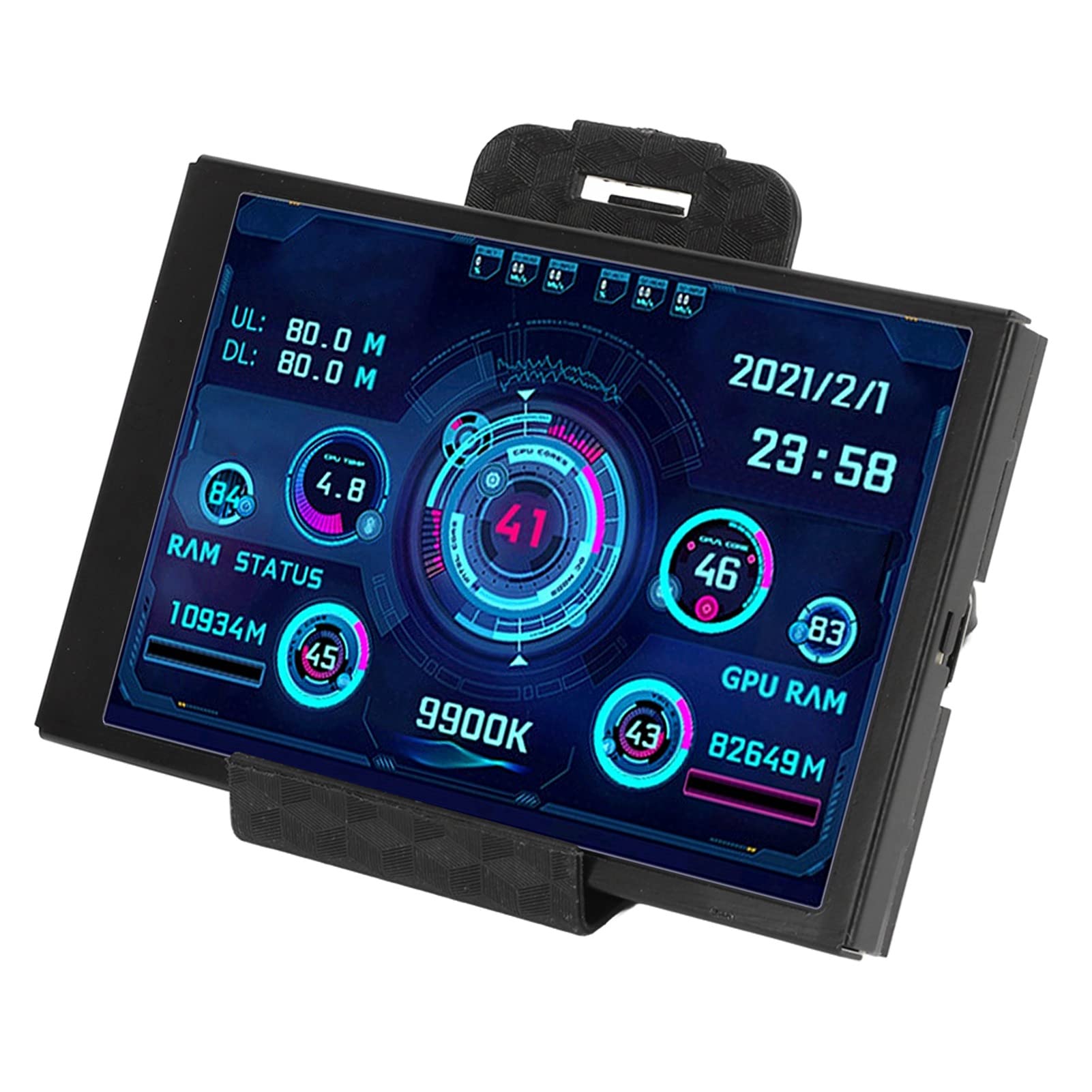 Elprico 3.5 Inch IPS USB Mini Screen, PC Temperature Display for PC Computer Case Secondary Screen, IPS Full View Display Small Screen CPU RAM HDD Data Monitor (Black)