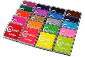 MOYBMG 20 Colors Washable Ink Pads for Kids Rubber Stamps, Fingerprint Crafts Stamp Pad for Kids, Paper, Scrapbook, Fabric, Wood (Pack of 20)