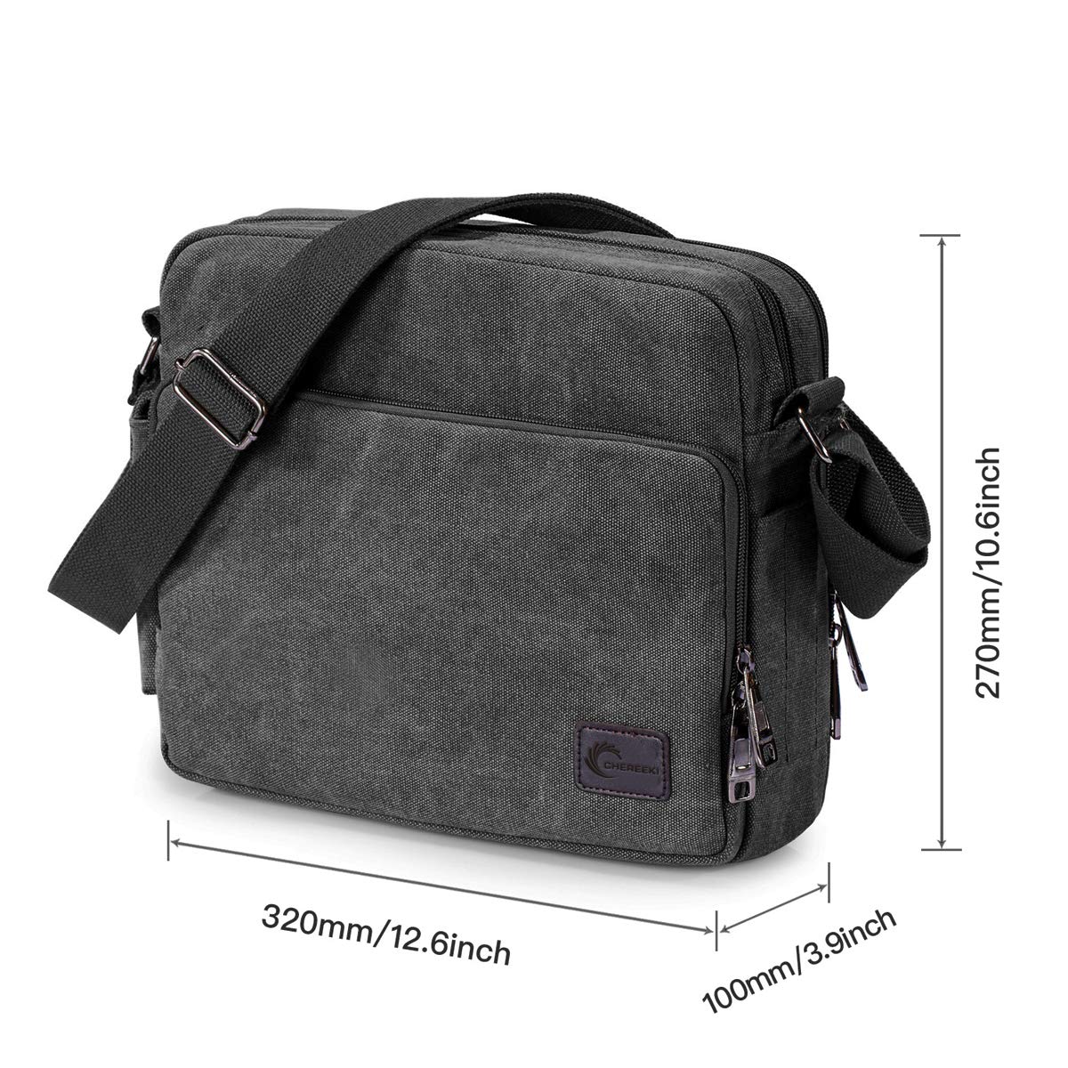 Messenger Bag, CHEREEKI Unisex Vintage Canvas Messenger Bags Casual Sling Shoulder Pack Daypack Satchel Bag for Work, School, Daily Use - 12.6\