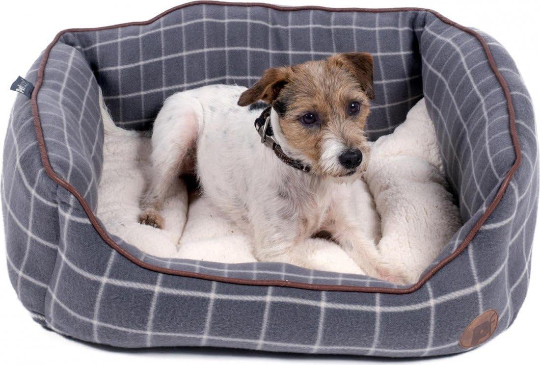 Petface Grey Window Pane Check Square Dog Bed with Reversible Cushion, Machine Washable, Small (Pack of 1) - Image 5