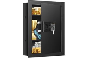 TISKGG 25.6" Tall Fireproof Wall Safes Between the Studs 16" Centers, Heavy Duty Combination Lock in Wall Safe with 2 Removable Shelf, Hidden Safe for Money, Jewelry, Document, Passport