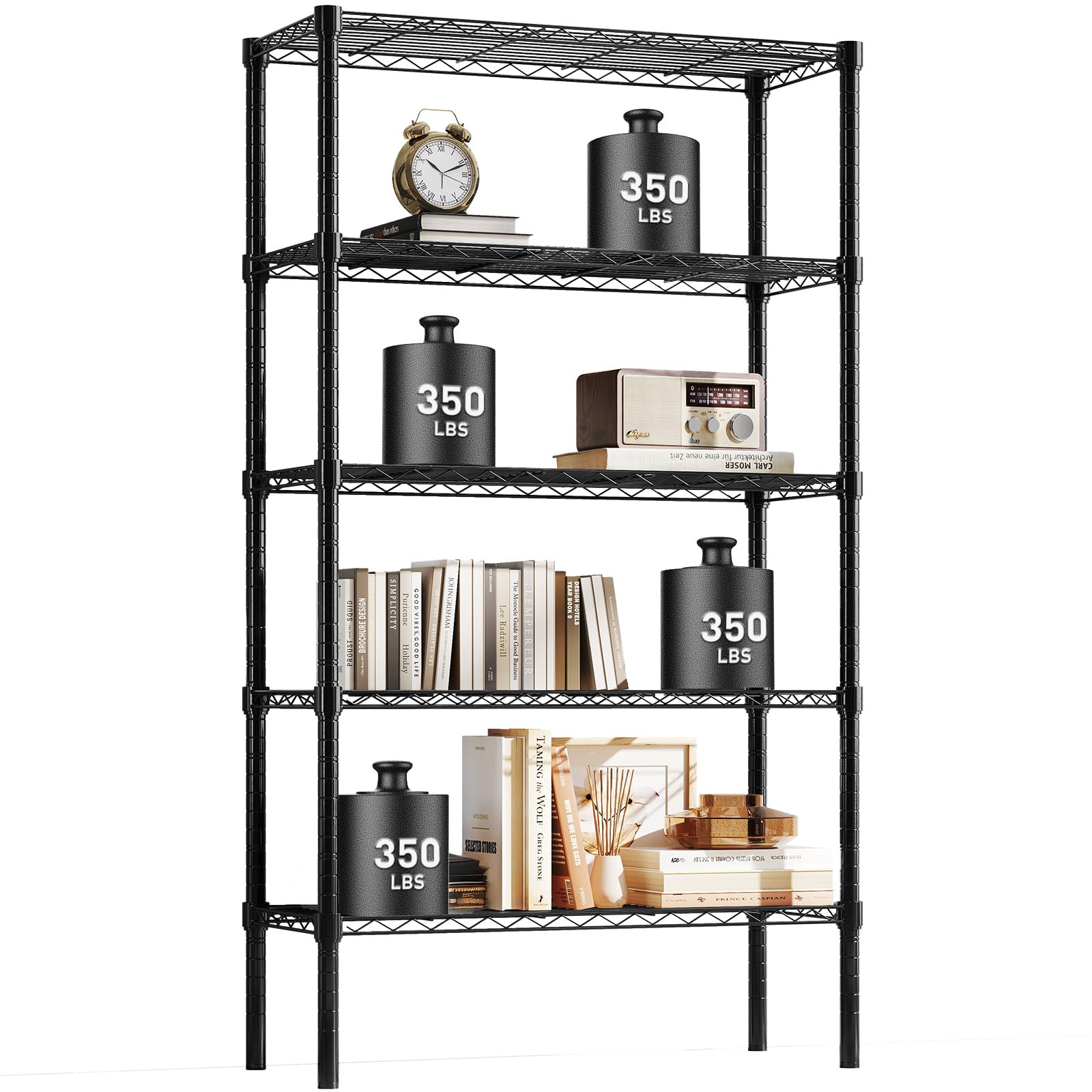 OLIXIS 5 Tier Storage Shelves, Metal Wire Rack