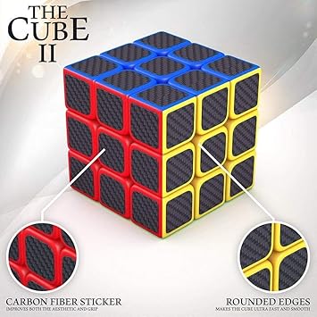 CocoRio High Speed Carbon Fiber Sticker 3x3 Colours Magic Rubik Cube Puzzle Toy with Adjustable Speed (5.5cm) (Multicolour)