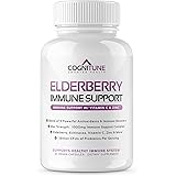 Elderberry Immune Support Supplement with Vitamin C, Zinc, Echinacea & More, 9-in-1 Immune System Booster for Adults, 60 Vegg
