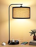 Black Tall Table Lamp with USB Port and