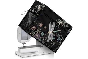 Goronwyfloyd Dragonfly Print Sewing Machine Cover, Waterproof Sewing Machine Dust Covers with Storage Pockets Sewing Machines and Accessories Compatible with Most Singer and Brother Machines