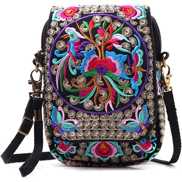 LiuenMgg Purple Sloth Crossbody Bag – Small Ethnic Pattern Messenger Pouch With Adjustable Strap