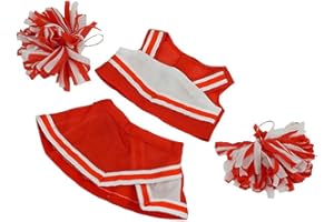 STUFFEMS TOY SHOP Red and White Cheerleader Outfit Teddy Bear Clothes Fits Most 8" to 10" Stuffed Animals