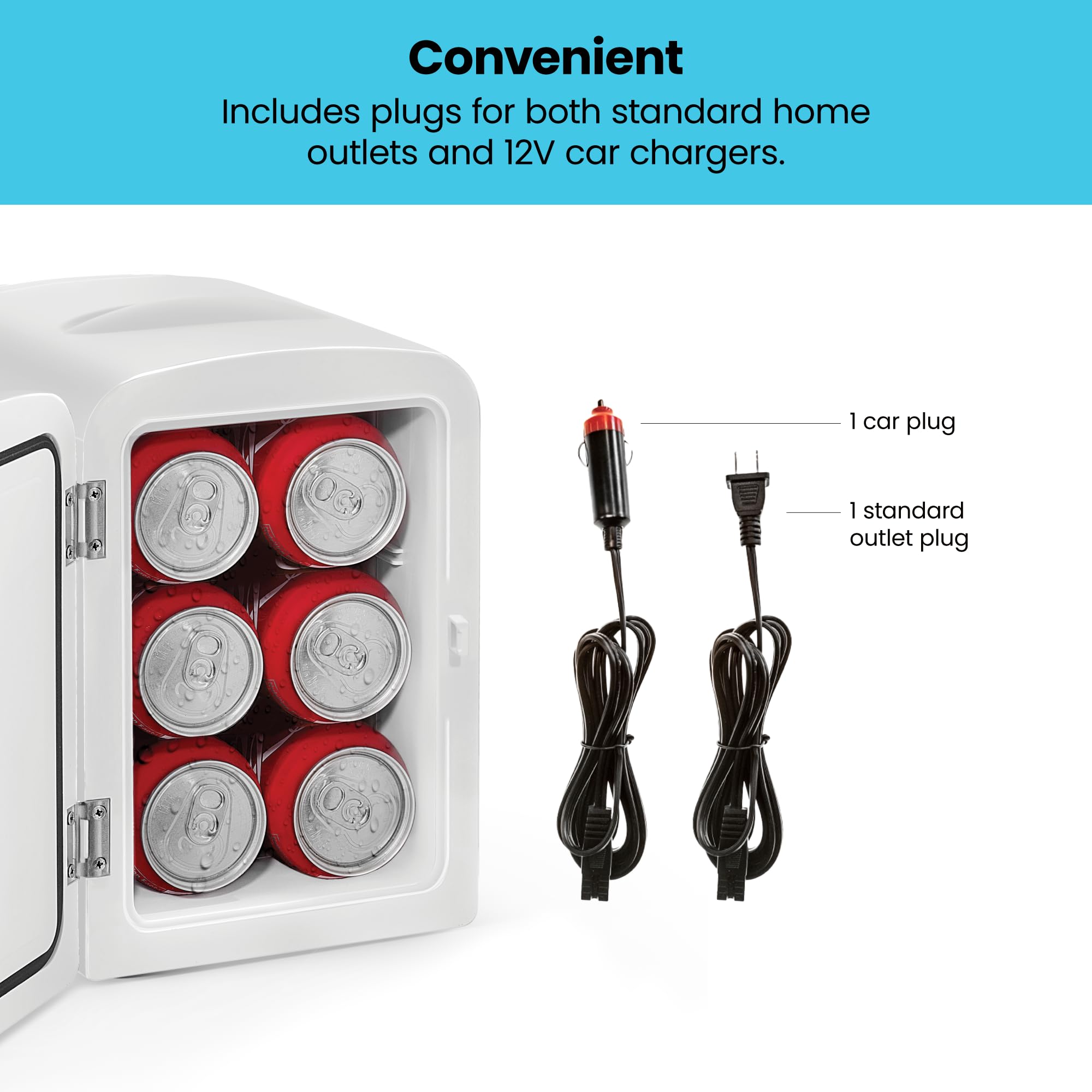 Chefman - Iceman Mini Portable White Personal Fridge Cools Or Heats & Provides Compact Storage For Skincare, Snacks, Or 6 12oz Cans W/ A Lightweight 4-liter Capacity To Take On The Go