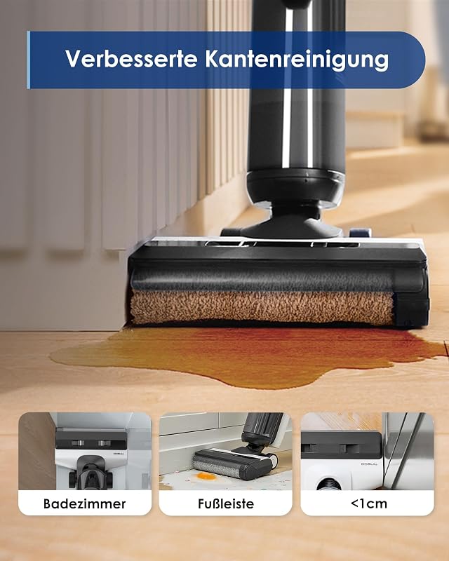 Floor One S5 Smart Nass-Trocken-Sauger mit iLoop Technologie, All-in-One-Nass Trockensauger Kabellos mit Dual-Tank-Design | Selbstreinigung LED-Display für Harte Boden,Tierhaare