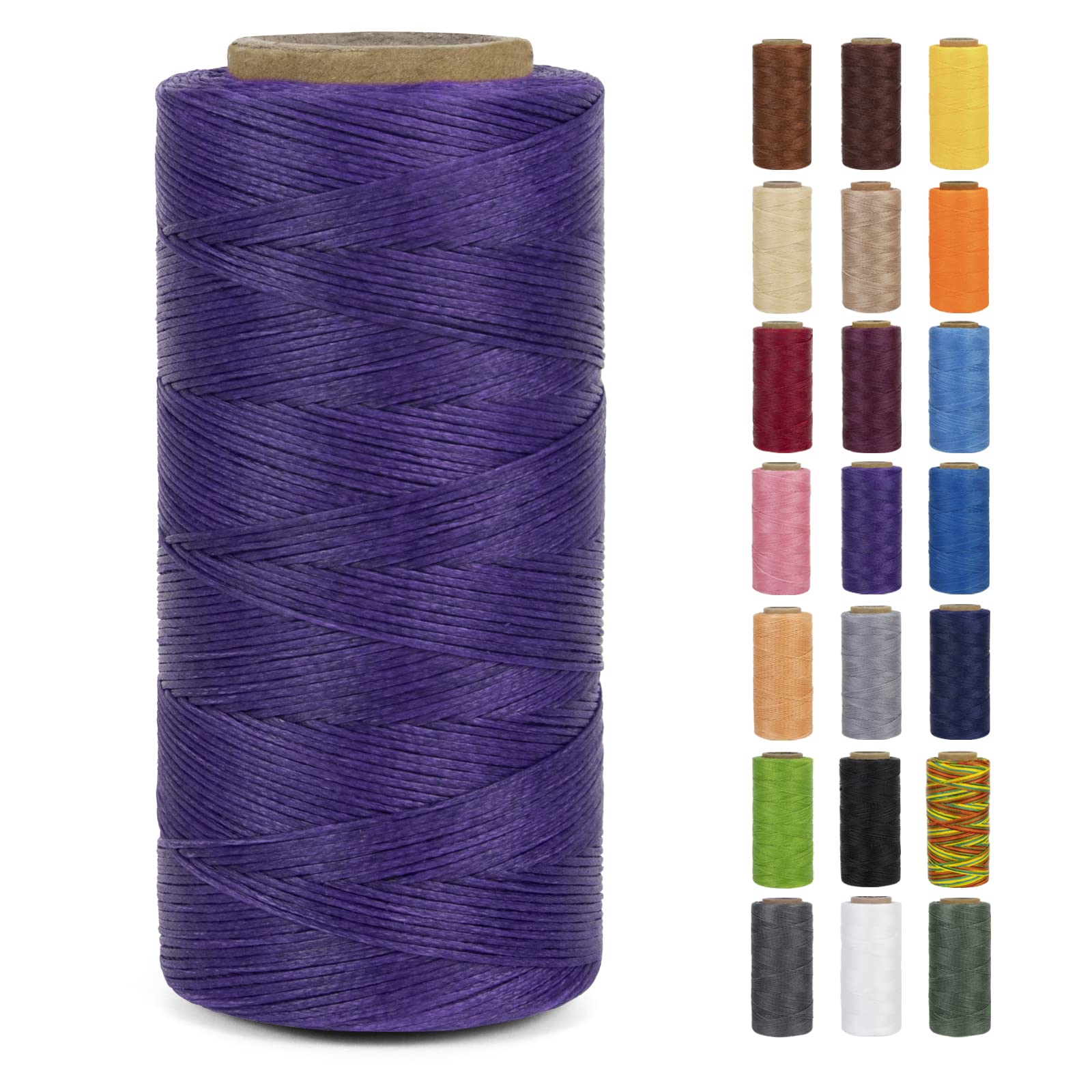 LEREATI Waxed Thread, 284 Yards 150D 0.8mm Leather Sewing Thread Flat Waxed Cord, Leather Repair Weave String for Leather Stitching Sewing, Bookbinding, Bracelets, DIY Crafts (Dark Purple)