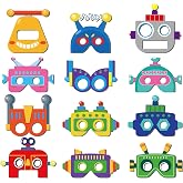 BHNACIER 12 PCS Robot Paper Masks Robot Party Supplies Robots Party Favors Robots Eyemask Robot Birthday Partys Cosplay Masks Bots Birthdays Cosplay Costumes for Cartoon Party Favors