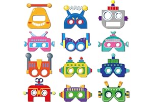 BHNACIER 12 PCS Robot Paper Masks Robot Party Supplies Robots Party Favors Robots Eyemask Robot Birthday Partys Cosplay Masks Bots Birthdays Cosplay Costumes for Kids Favors