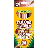 Crayola Colors of the World Colored Pencil Set (24ct), Skin Tone Colored Pencils for Kids, Coloring Book Pencils, Gifts for K