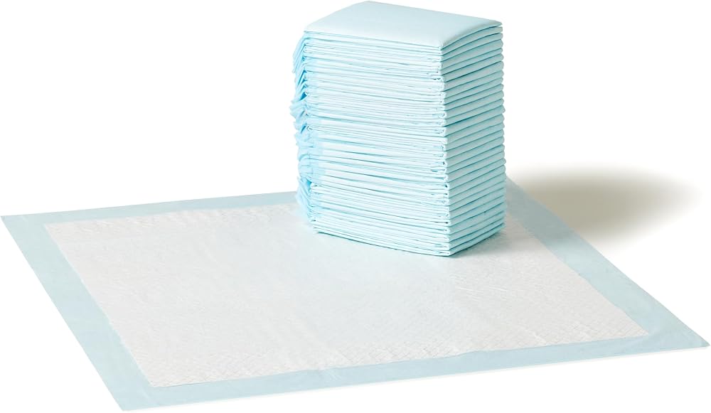 Amazon Basics Dog and Puppy Training Pads Regular 30 Pack Blue Leakproof 5-Layer