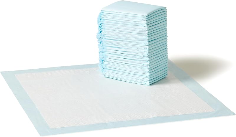 Amazon Basics Dog and Puppy Training Pads Regular 30 Pack Blue Leakproof 5-Layer