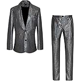 Men's 70s Disco Suit Set with Metal Sequin Jacket and Pants