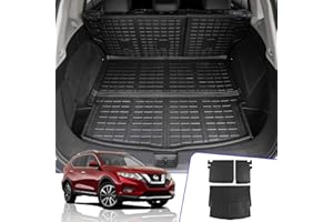Rongtaod Cargo Mat Compatible with 2021-2025 2026 Nissan Rogue Rear Trunk Mat Cargo Liner Back Seat Cover Protector All Weather 2024 Rogue Accessories (Trunk Mat + Backrest Mats)