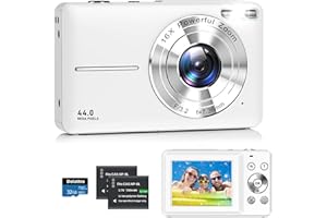 Upgrade Digital Camera, Full HD 1080P & 44MP Autofocus Vlogging Camera with 2 Batteries, 32GB SD Card, Anti-Shake, 16X Zoom, 