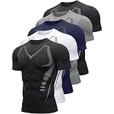 persimar 5 Pack Mens Workout Shirts Short Sleeve Black &amp;White Tee Gym Moisture Wicking T-Shirts for Men Running Athletic