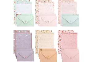 Guiqulai Lot de 54 feuilles de papier à lettre avec 18 enveloppes sur le thème des animaux mignons pour écrire des lettres, d
