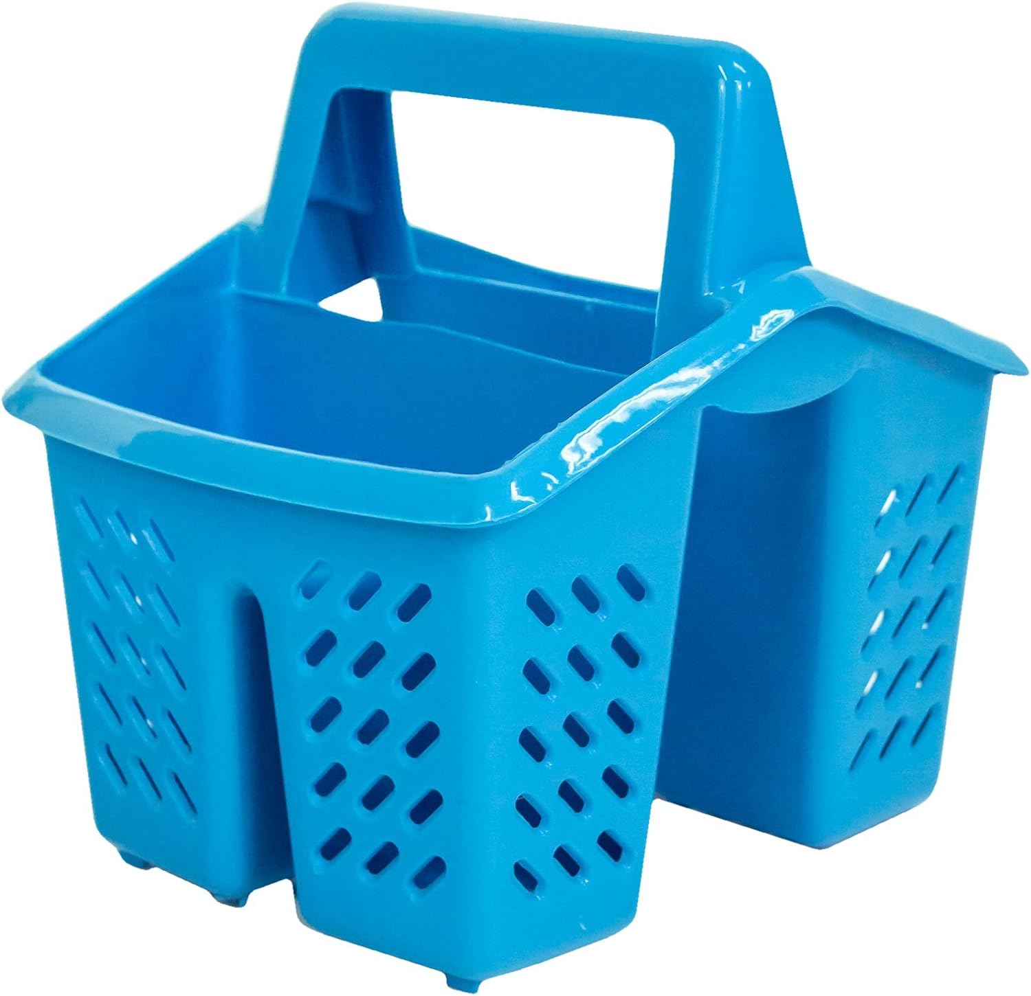 Blue 4 Compartment Plastic Sink Tidy Filter Cutlery Drainer Caddy with