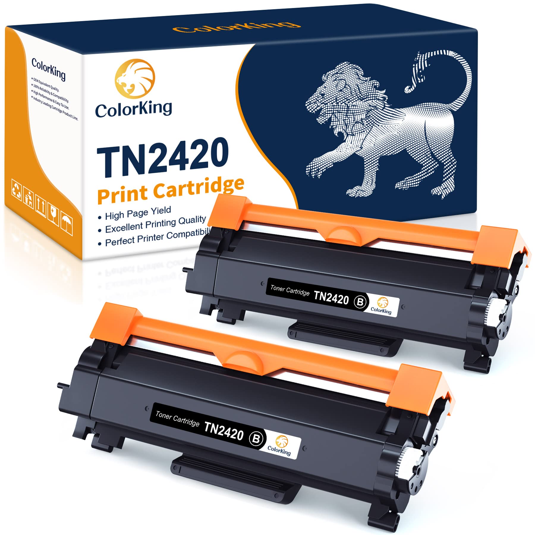 ColorKing 2-Pack TN2420 Toner Cartridge Compatible for Brother HL-L2350DW Toner TN-2420 TN2410 TN-2410 MFC-L2710DW MFC-L2710DN HL L2350DW DCP-L2530DW MFC-L2750DW MFC-L2730DW DCP-L2550DN HL-L2375DW