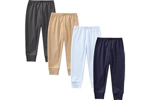 JARMAKO Baby and Toddler Boys Cotton Pants, 4-Pack Joggers, 2-6 Years