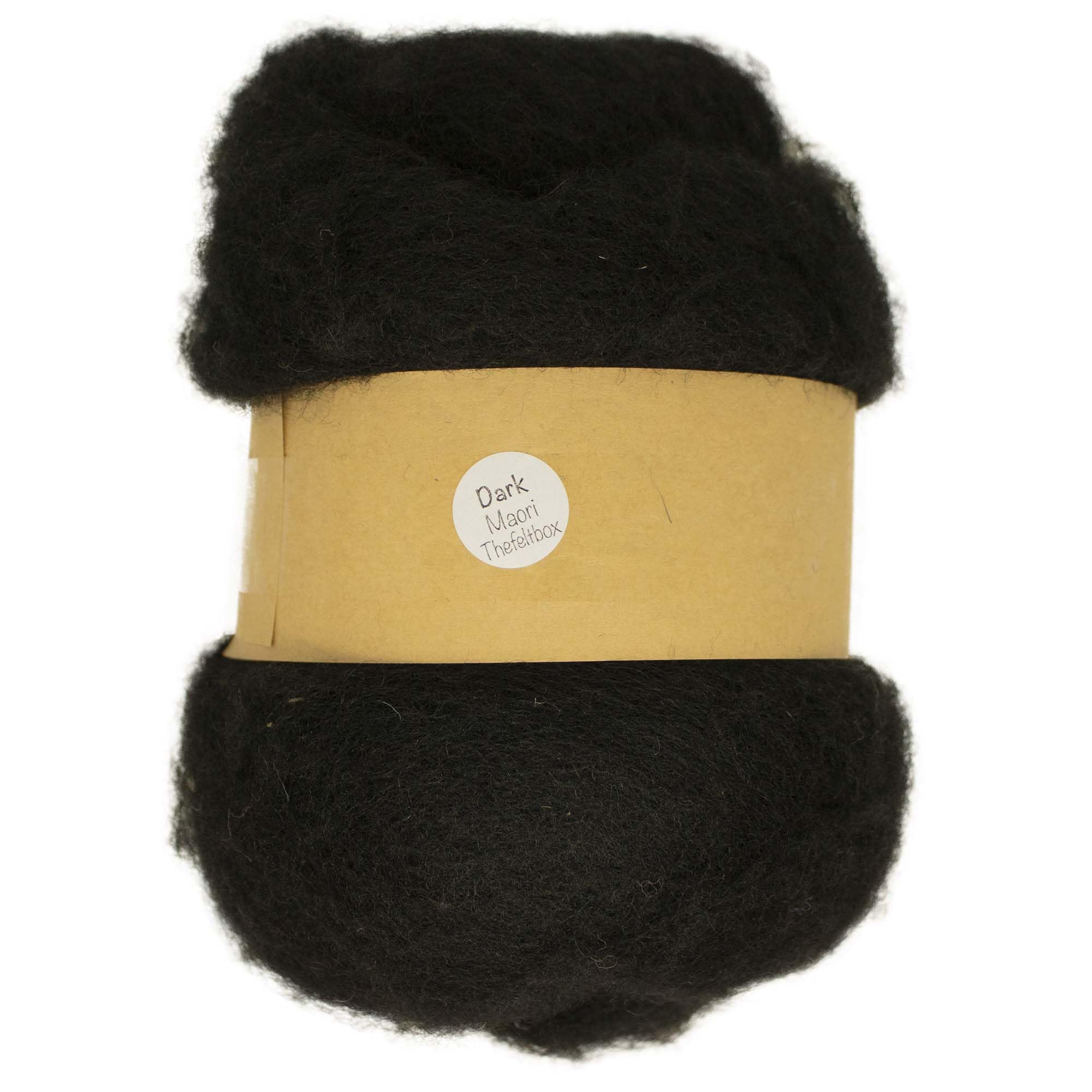 The Felt Box Carded Needle Felting Wool Maori DHG Natural Carded Batt with Coarse Short Fibres 100g -Dark
