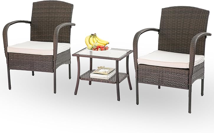 Amazon Com Hq 3 Pc Rattan Patio Furniture Set Garden Lawn Wicker