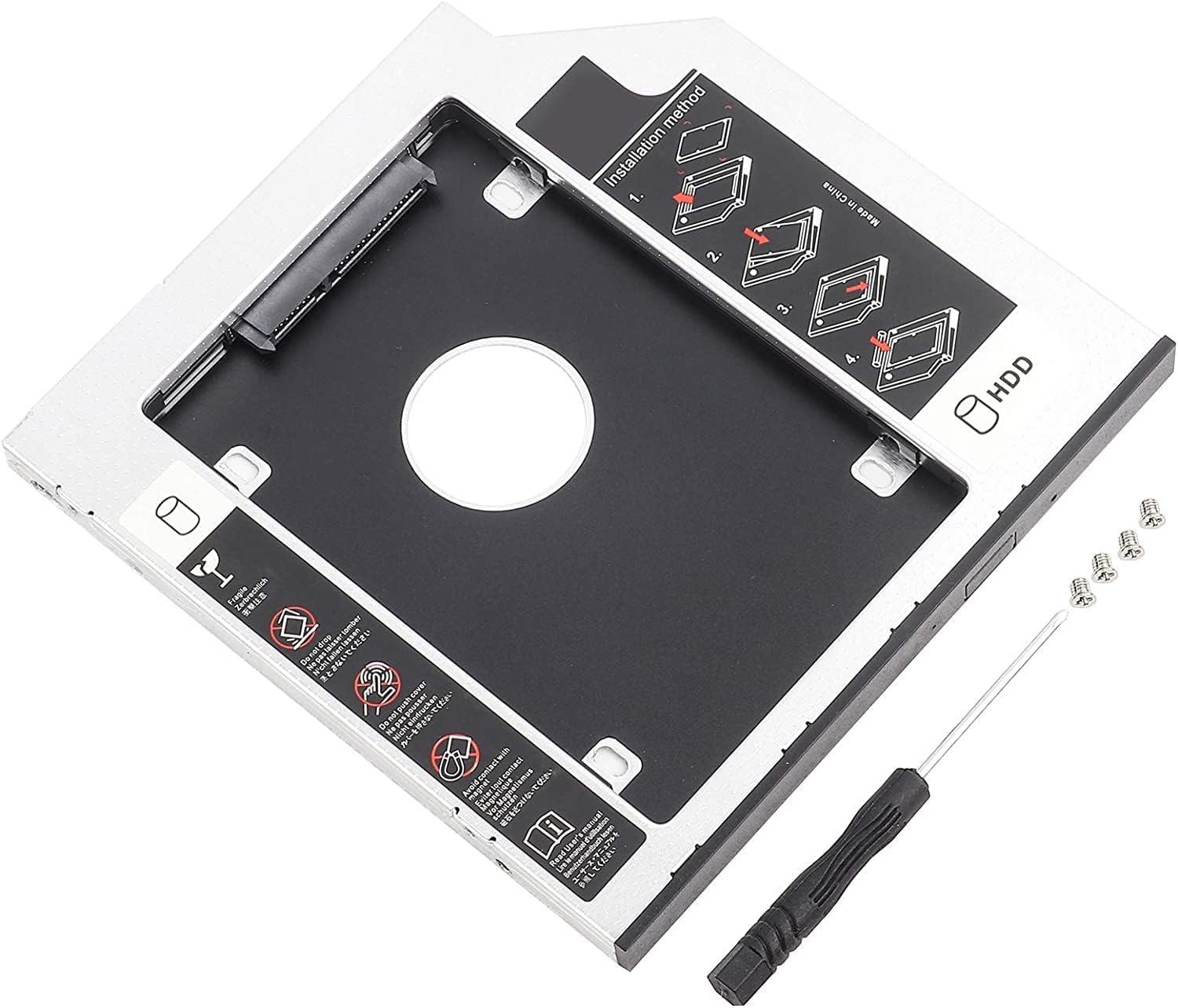 RGBS SATA 2nd HDD HD Hard Drive Caddy Case for 12.7mm Universal Laptop CD / DVD-ROM Optical Bay