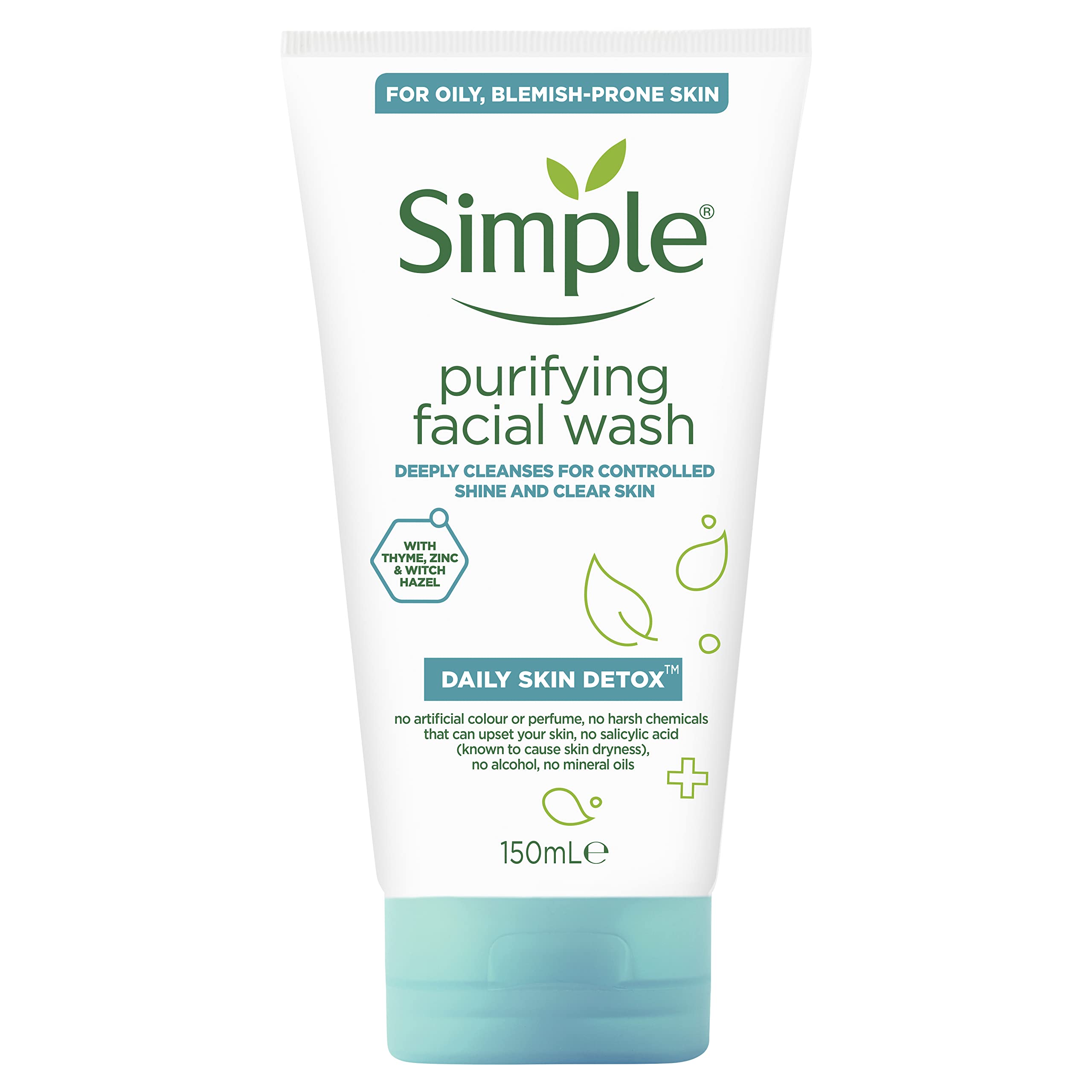 Simple Daily Skin Detox Purifying Facial Wash, 150ml