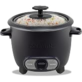 Courant Rice Cooker 8-Cup (Cooked), Removable Non-Stick Bowl, One Touch Rice Cooker, Black