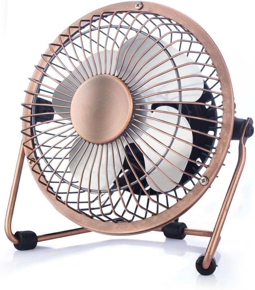 MBSSHI Mini Desk Fan - Small USB Table Personal Fan,Metal Design,Lower Noise,360 Degrees Rotating Adjustment 4" Quiet Fan for Home,Office and Dorm