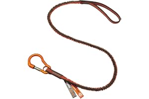 Ergodyne Squids 3100F(x) Tool Lanyard, Shock Absorbing with Self-Locking Carabiner and Loop End, Tool Weight Capacity 10lbs , Standard , Gray