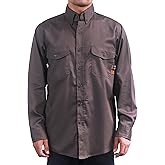 VATRENUS FR Shirts for Men 6.5oz Button Down Flame Resistant 100% Cotton Men's Pre-Washed Fire Retardant Work Shirt