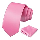 PenSee Men's Pink Tie Set Solid Pure Color