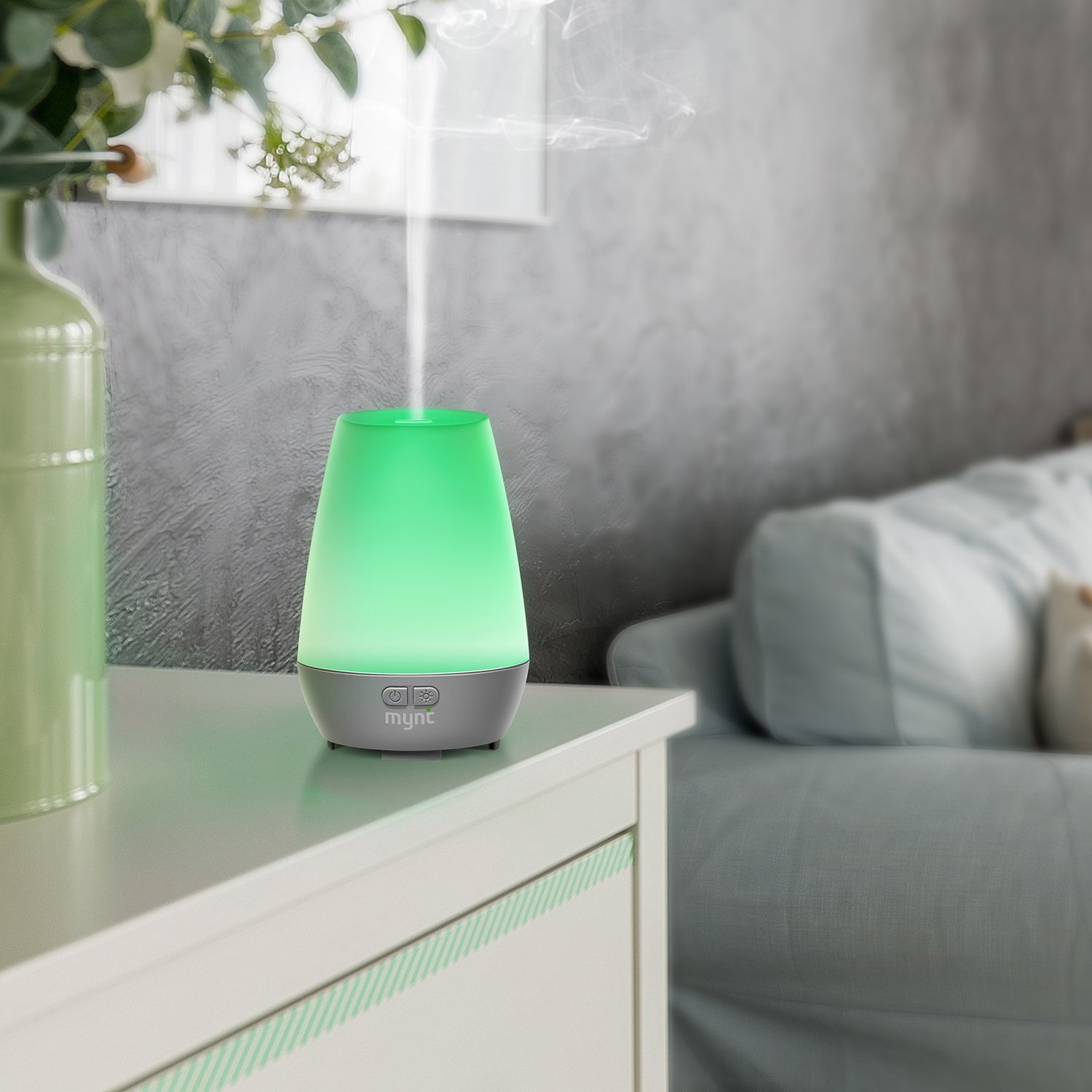 Mynt Essential Oil Diffuser (100ml) With 7 LEDs, Customizable Light and Humidifying Mist 10+ Hours, BPA-Free & FDA Approved