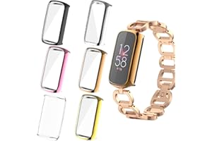 NINKI Compatible (6 PCS) Fitbit Luxe Screen Protector Case,Soft TPU Cover Protector Bumper Case for Fitbit Luxe/Fitbit Luxe Special Edition Accessories(Gold+Silver+Pink+Rose Gold+Black+Transparent)