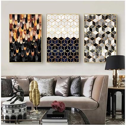 Lienzo Arte De La Pared Pintura Al Oleo Extracto De Oro Geometrico