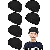 Geyoga 6 Pcs Skull Cap for Kids Helmet Liner Youth Wave Cap for Sport Football Basketball Ski Cycling Outdoor Activities
