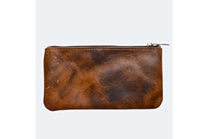 MILITARIA STUFFS Vintage Leather Pencil Case Pouch, Pen Pouch for Work & University, for Men,Women/Leather Pencil Cases for Adults Perfect for Office/Tool Pouch Zipper Bag, Small Tool Bag