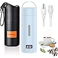 Haspsso Travel Electric Kettle, Small Portable Tea Coffee Kettle Hot Water Boiler, Stainless Steel Mini Water Kettle with 1 Cup Bag, 4 Temperature Control, Auto Shut Off & Boil Dry Protection, Blue