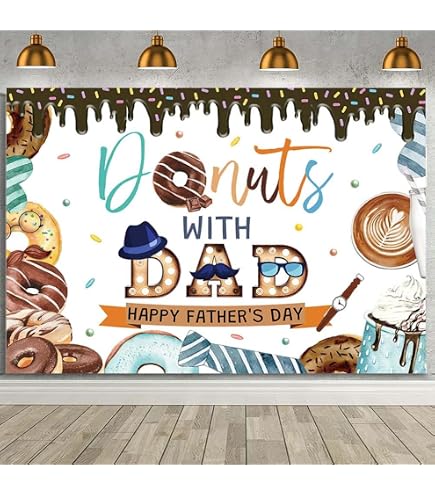 Mocsicka Donuts With Dad Vatertag Banner – 180 X 110 Cm, Polyester, Foto‑Hintergrund Für Partys & Deko