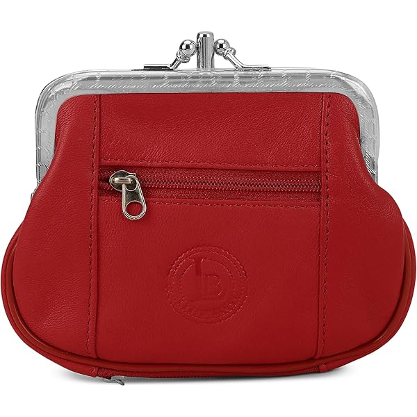 Amazon.com: Women's Leather Metal Frame Double Clasp Zipper Coin