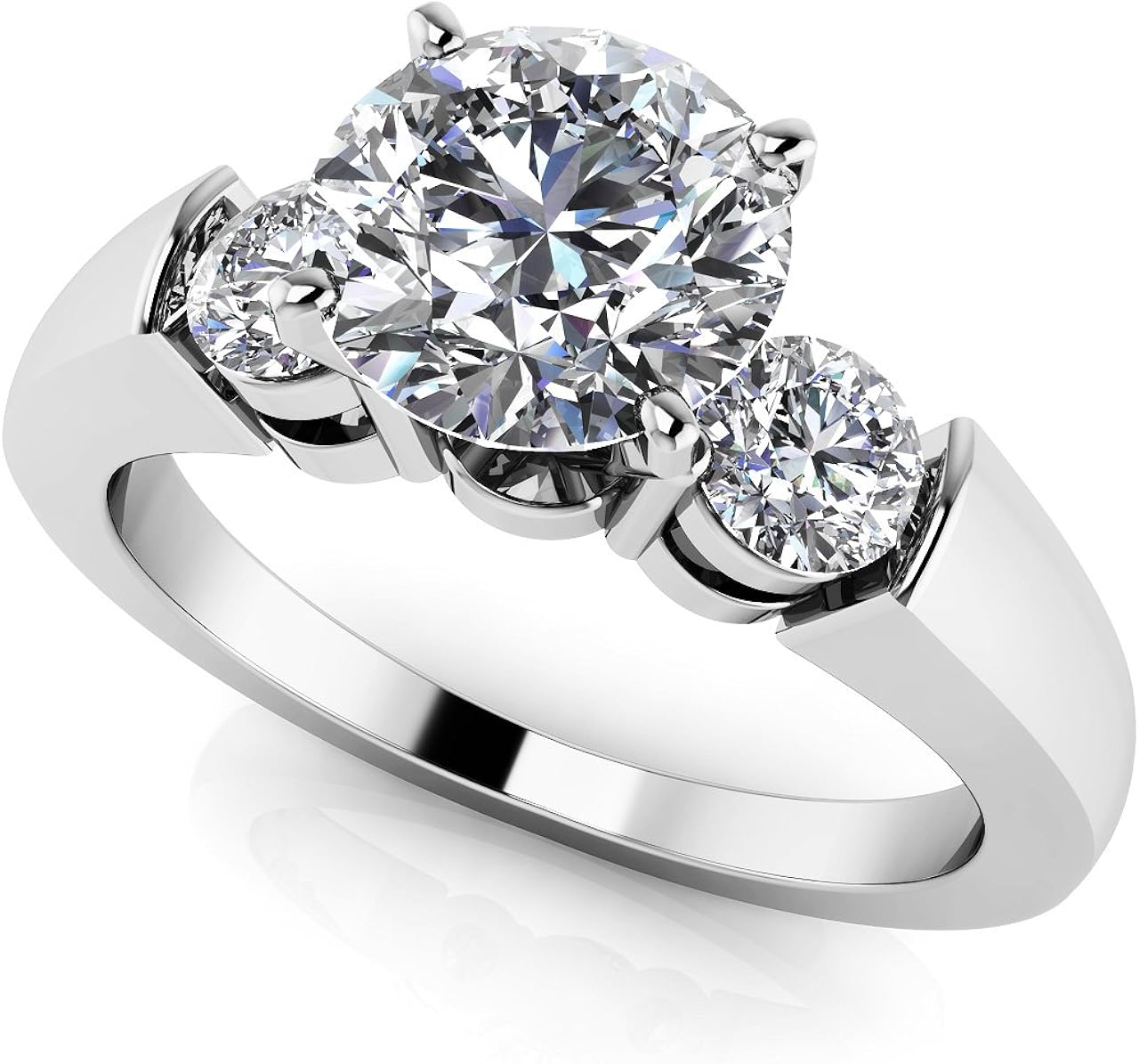 14k White Gold Triple Diamond Engagement Ring Amazon.co.uk Jewellery