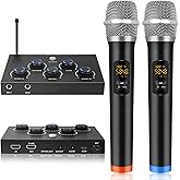 Wireless Karaoke System, Portable Karaoke Microphone Mixer with 16 Channels UHF Wireless, Optical AUX Microphone Speaker for Smart TV, PC, Amplifier, Speaker, KTV