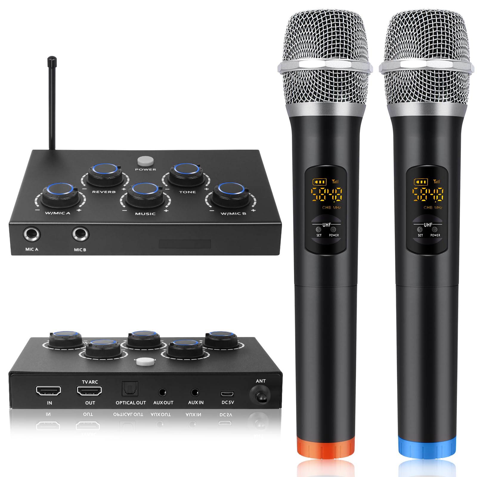 Photo 1 of Karaoke Microphone Wireless System, Portable Karaoke Microphone Mixer System with 16 Channels UHF Wireless Microphone, Optical AUX Microphone Speaker for Smart TV, PC, Amplifier, Speaker, KTV