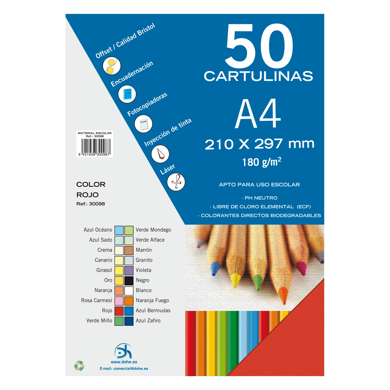 Dohe – Pack of 50 Pieces of Card, A4 red