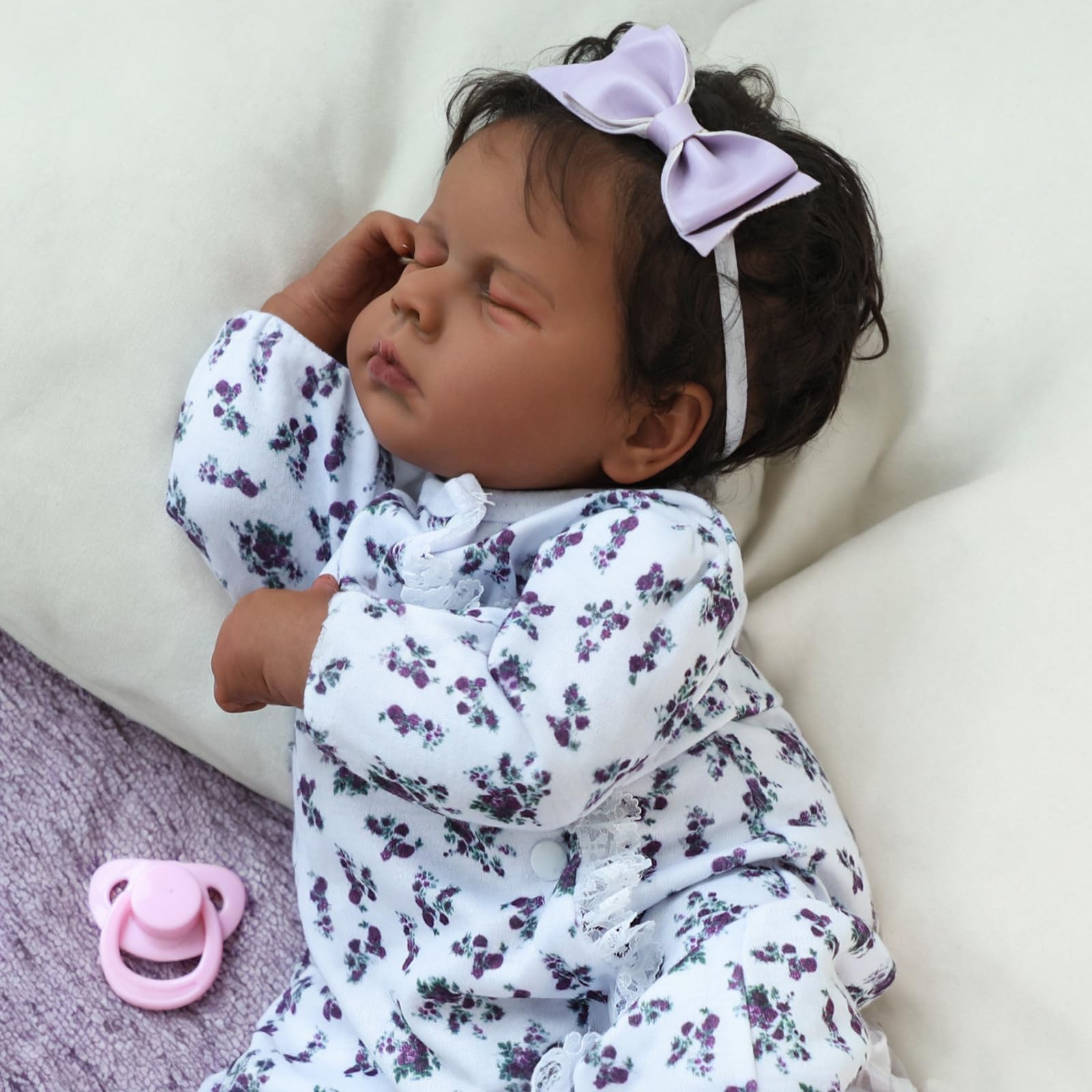 SCOM Reborn Baby Dolls Black Girl - 20 Inch Realistic Newborn Baby Dolls Newborn Baby Dolls African American Real Life Baby Dolls Gift for Kids Age 3